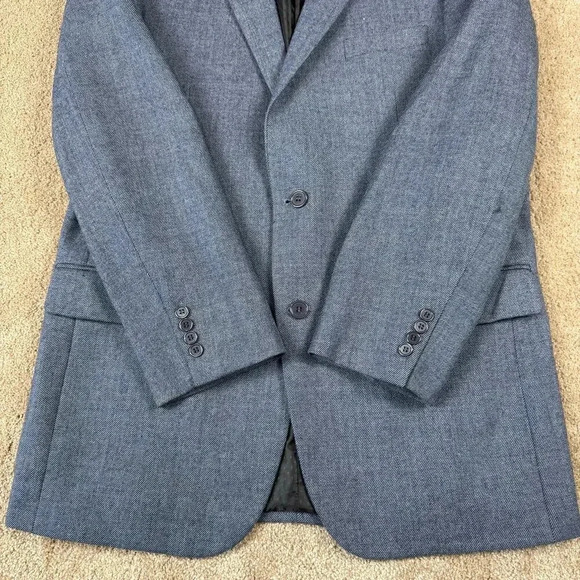 Mantoni Milano Italy Sport 100% Wool Super 140's Suit‎ Blazer Mens 44 Long Blue - Picture 2 of 16